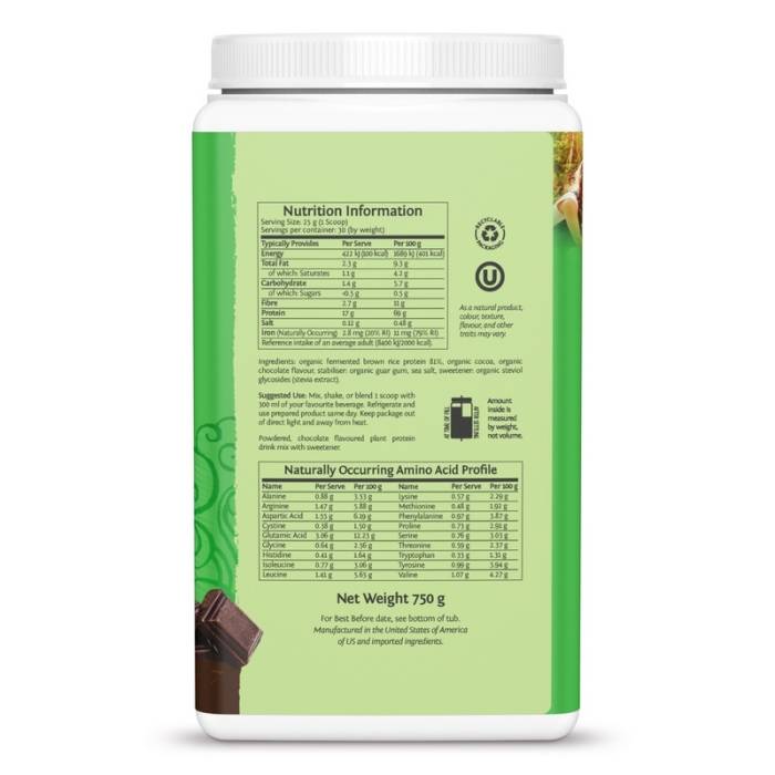 Sunwarrior Biologische Classic Proteïne Chocola 750 Gram – Sunwarrior, 750 gram poeder