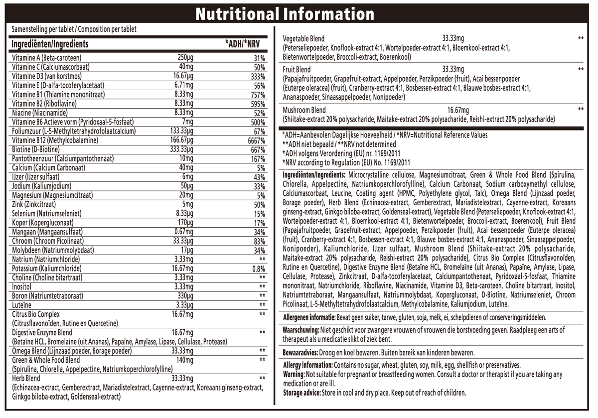 Natuurlijke Multivitamine – Movitamins, 90 tabletten