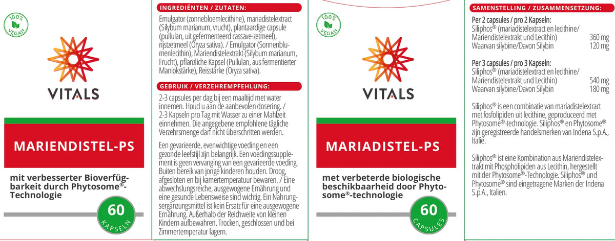 Vitals Mariadistel-PS 180 mg 60 capsules – Vitals, 60 capsules