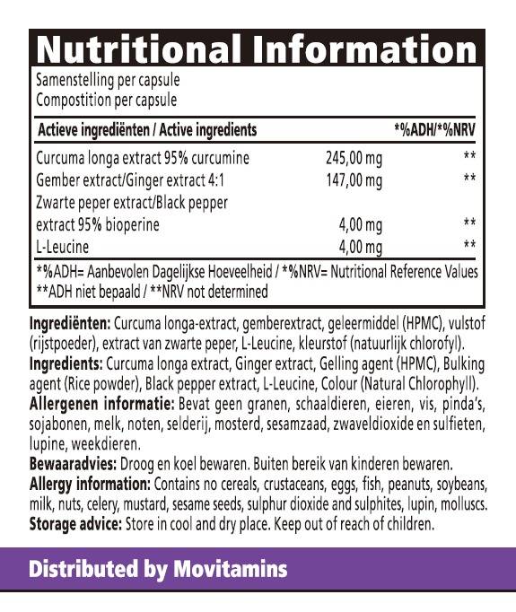 Curcumine & gember complex – Movitamins, 90 capsules