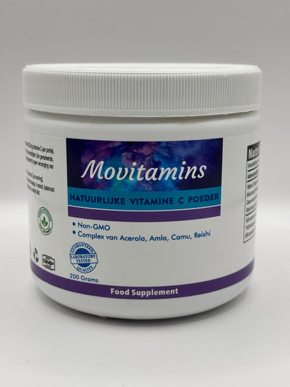 Natuurlijke Vitamine C poeder 200 gram – Movitamins, 200 gram poeder