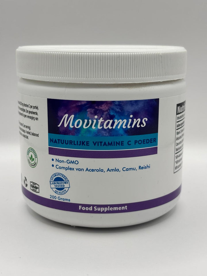 Natuurlijke Vitamine C poeder 200 gram – Movitamins, 200 gram poeder